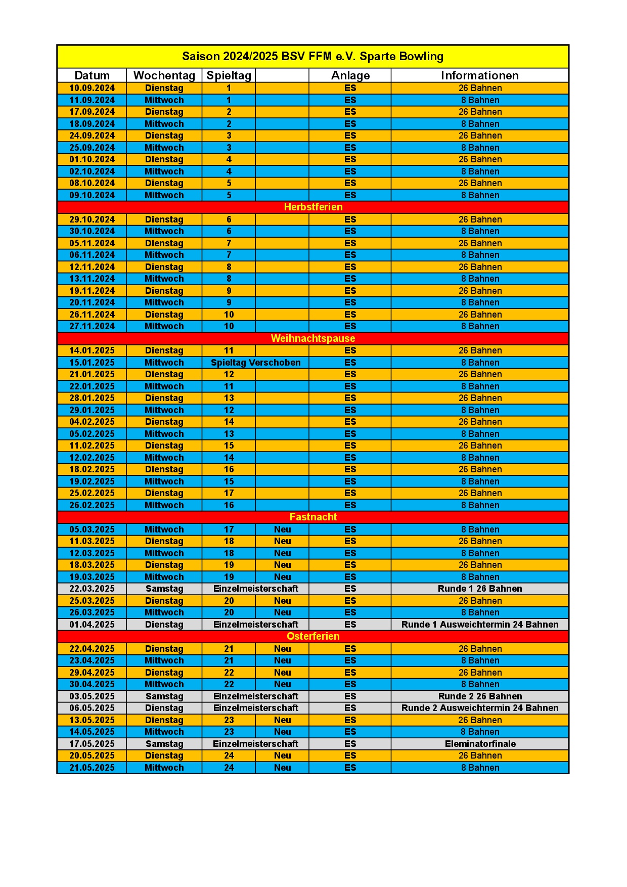 Spielplan Saison 2024 2025 aktuell neu 2