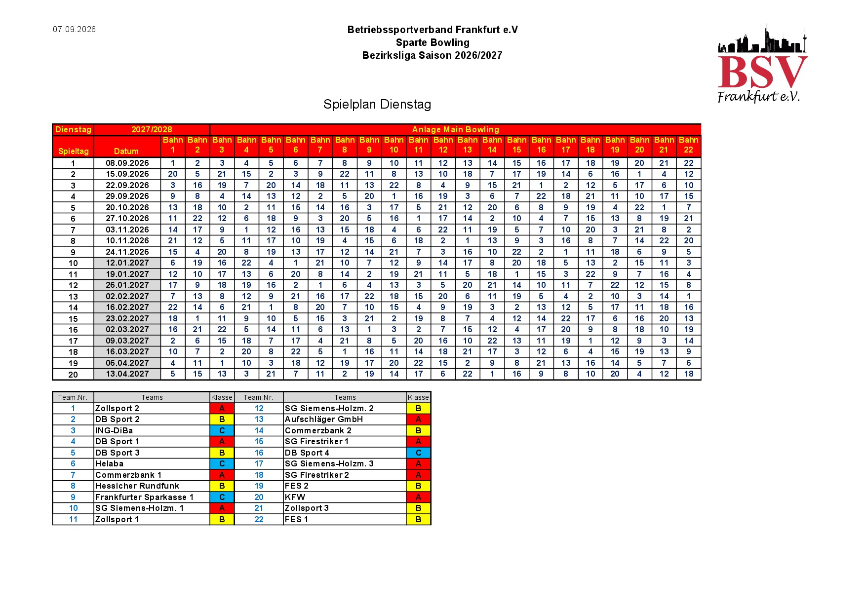 Spielplan Liga Dienstag 2026 2027 V02